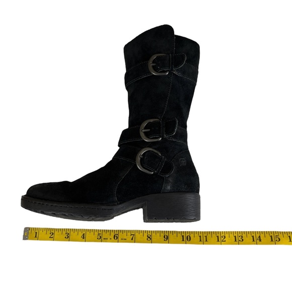Born Black Suede Leather Buckle Heeled Boots - Women’s Size 6.5 - Picture 13 of 16